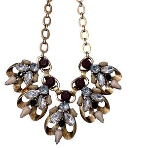 J.Crew gold-toned statement necklace  multi-colored rhinestones enamel accents